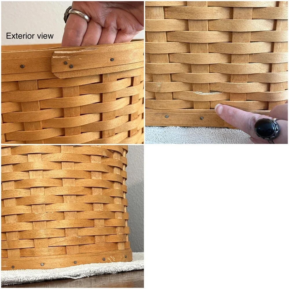 Longaberger Workload Basket Handwoven Storage Signed Wood Wicker USA Decor